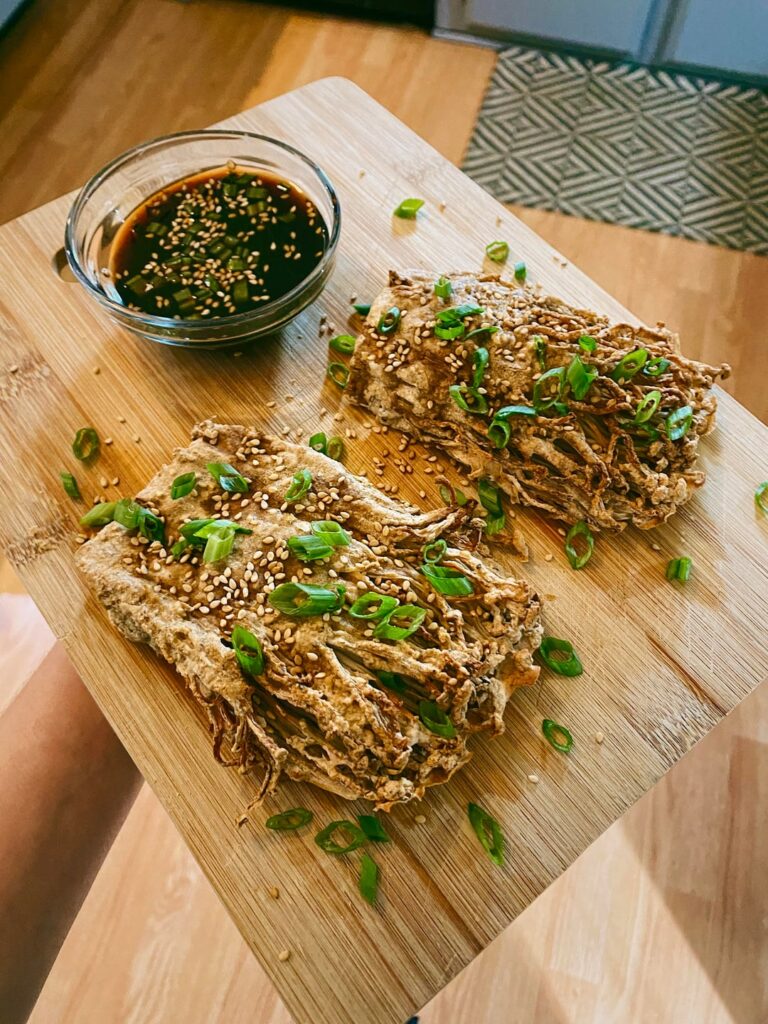 enoki mushrooms + air fryer