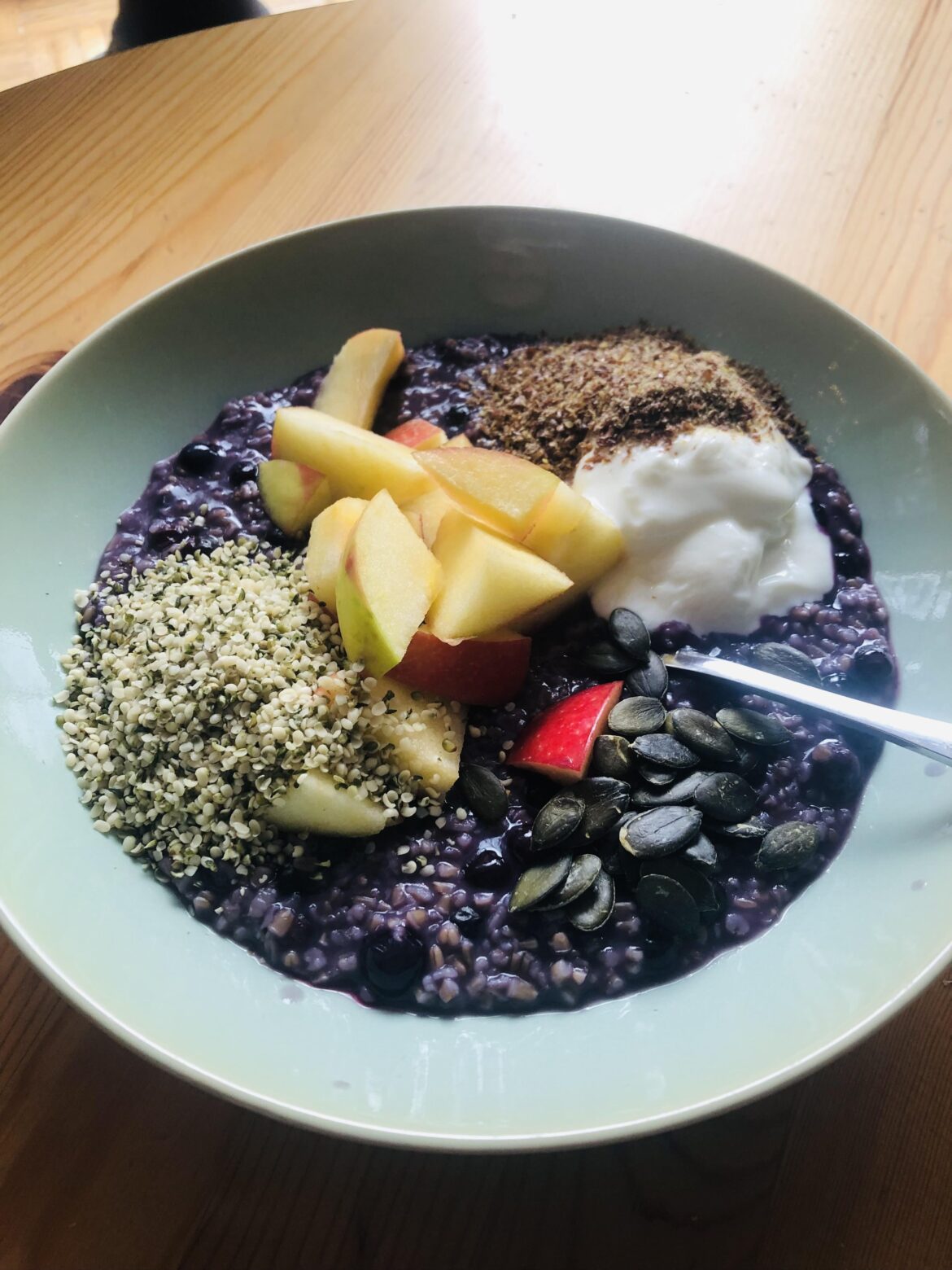 Steel cut oats with wild blueberries and then some!
