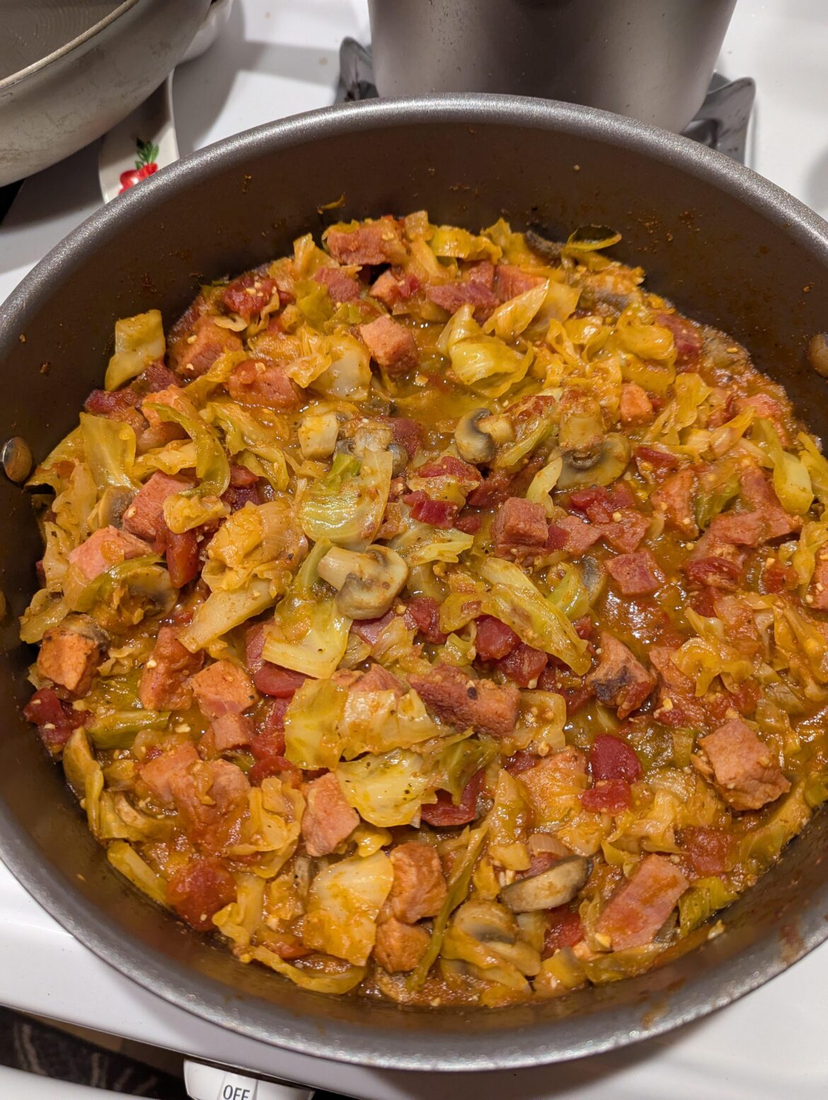 Keto fried ham and cabbage Italian style