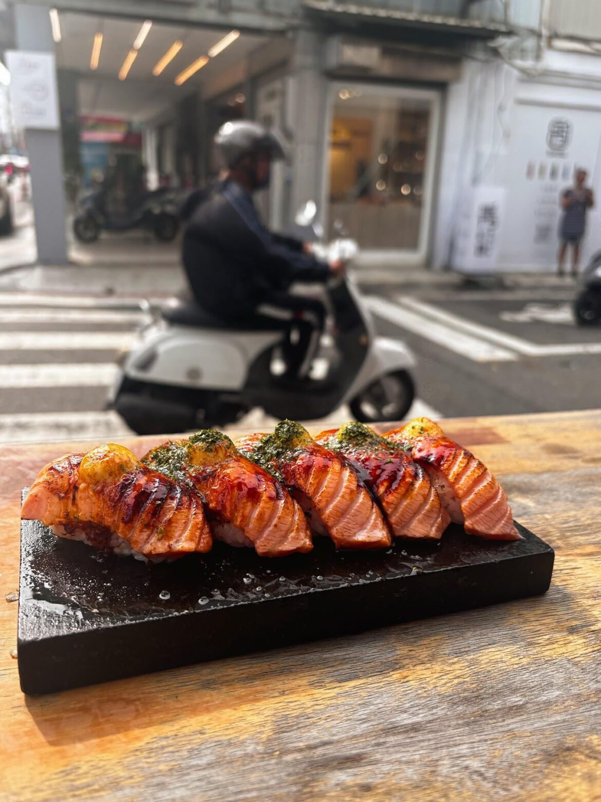 Seared Salmon on streets of TaiNan