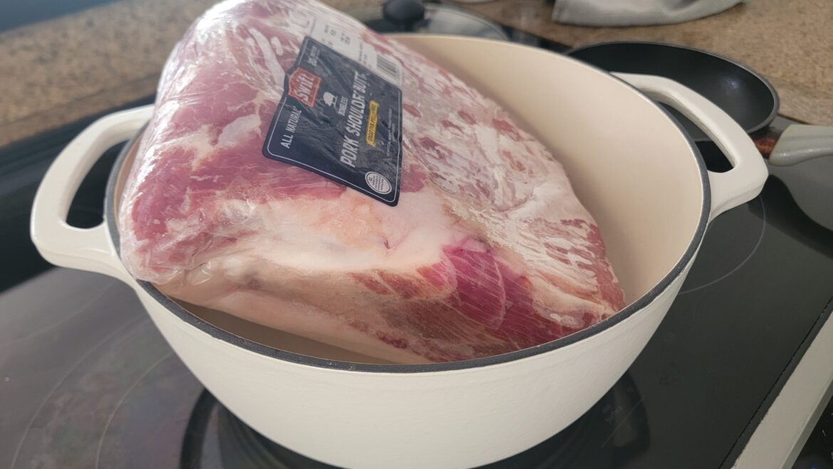 Fitting Large Pork Butt in Dutch Oven Question