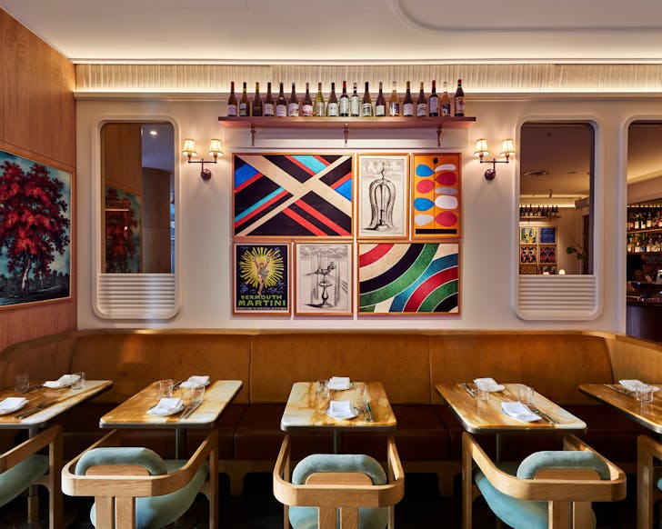 A colourful art-deco dining room at La FrÃ©rot in Potts Point