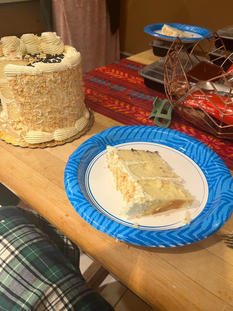 Calories in these slices of coconut cake?