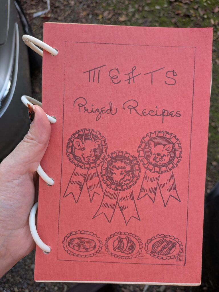 I found this recipe book at a flea market. It's mostly hand written recipe copies.