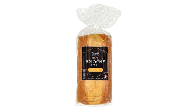 A bagged loaf of Aldi's maple nut brioche bread