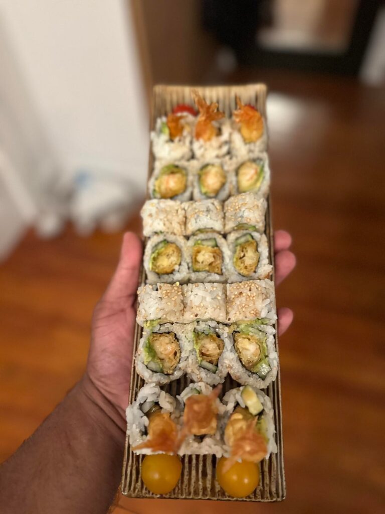 At home sushi night with friends