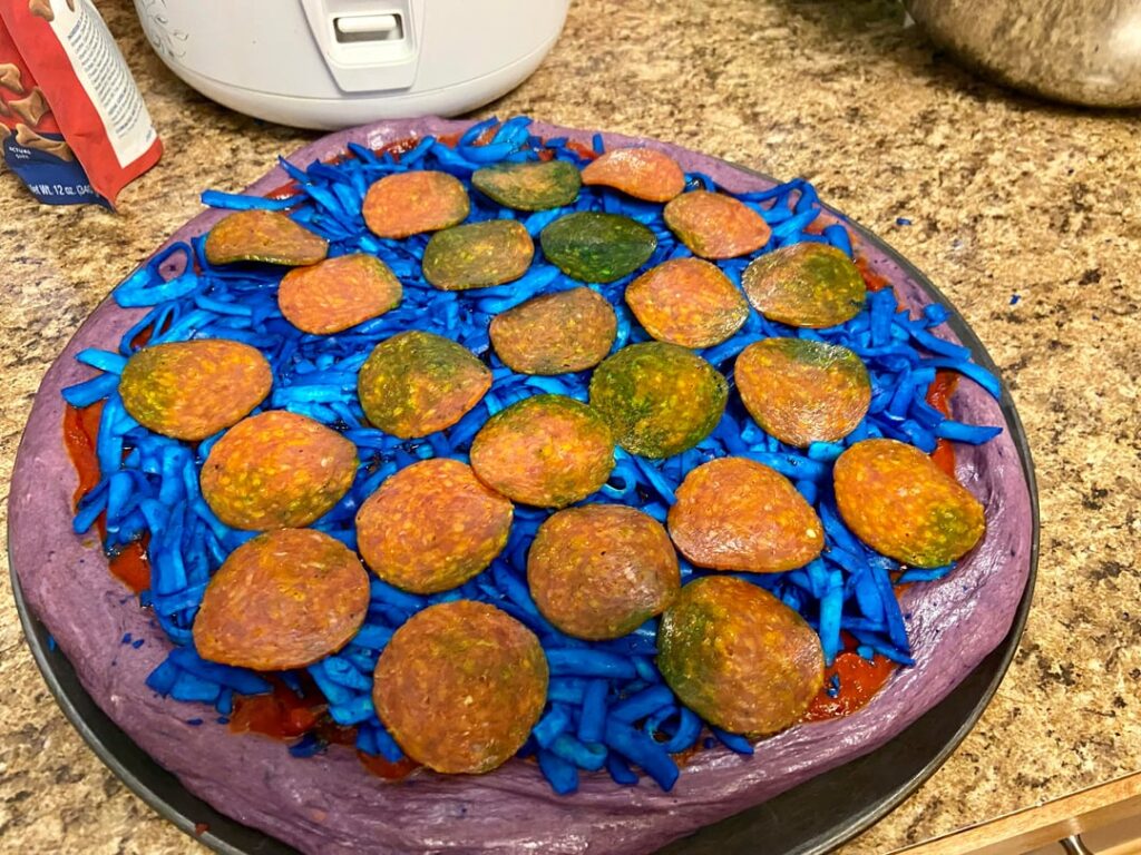 Made a normal tasting pepperoni pizza with a different color way