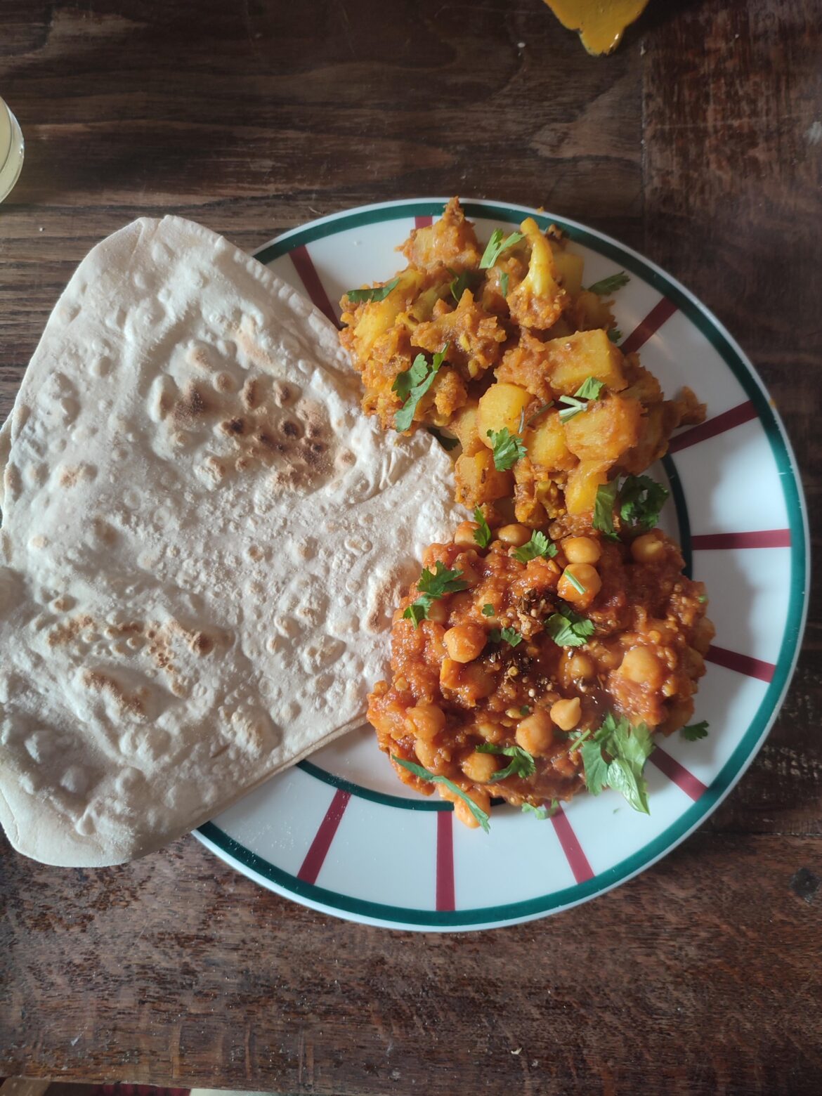 Chapati, dal tadka and aloo gobi
