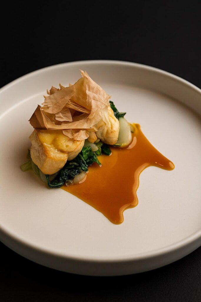 4 months working in a professional kitchen here is a plate I made and I’m super proud of it..