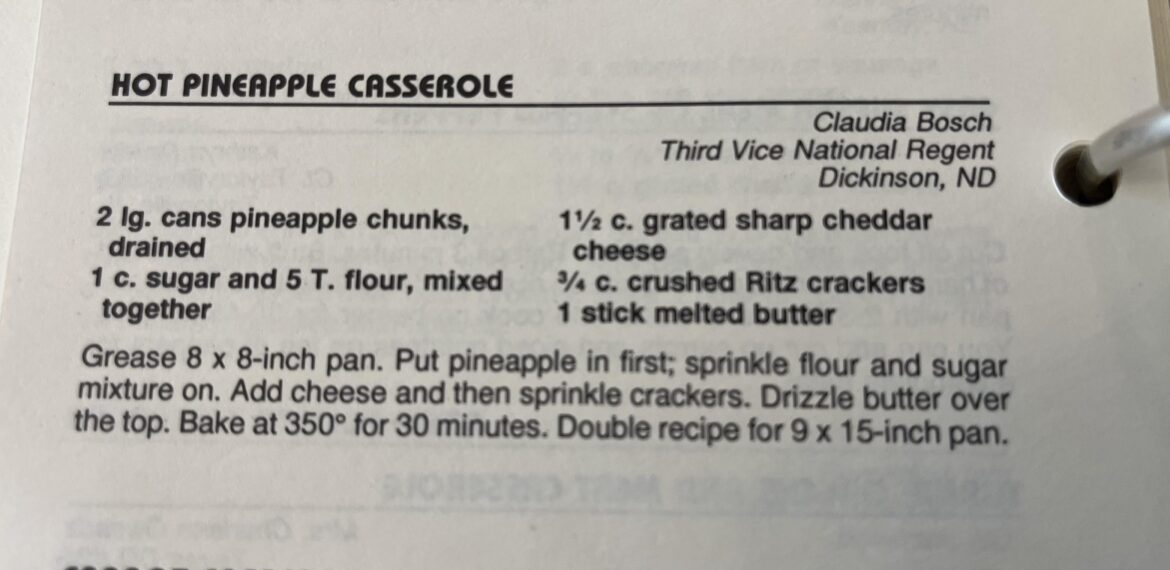 Hot pineapple casserole
