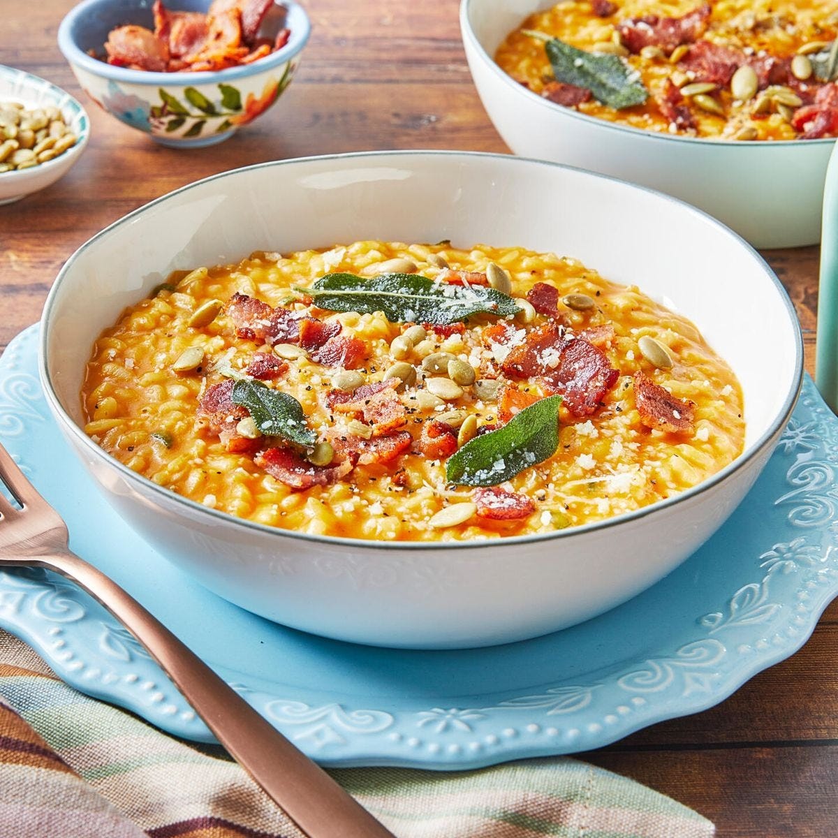 pumpkin risotto with sage and bacon