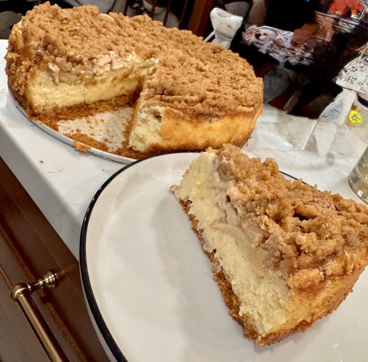Made an apple crumble cheesecake for Thanksgiving