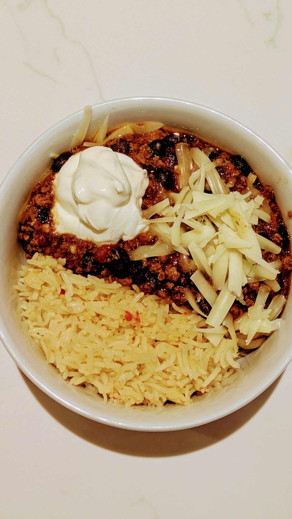 Venison chili with basmati rice