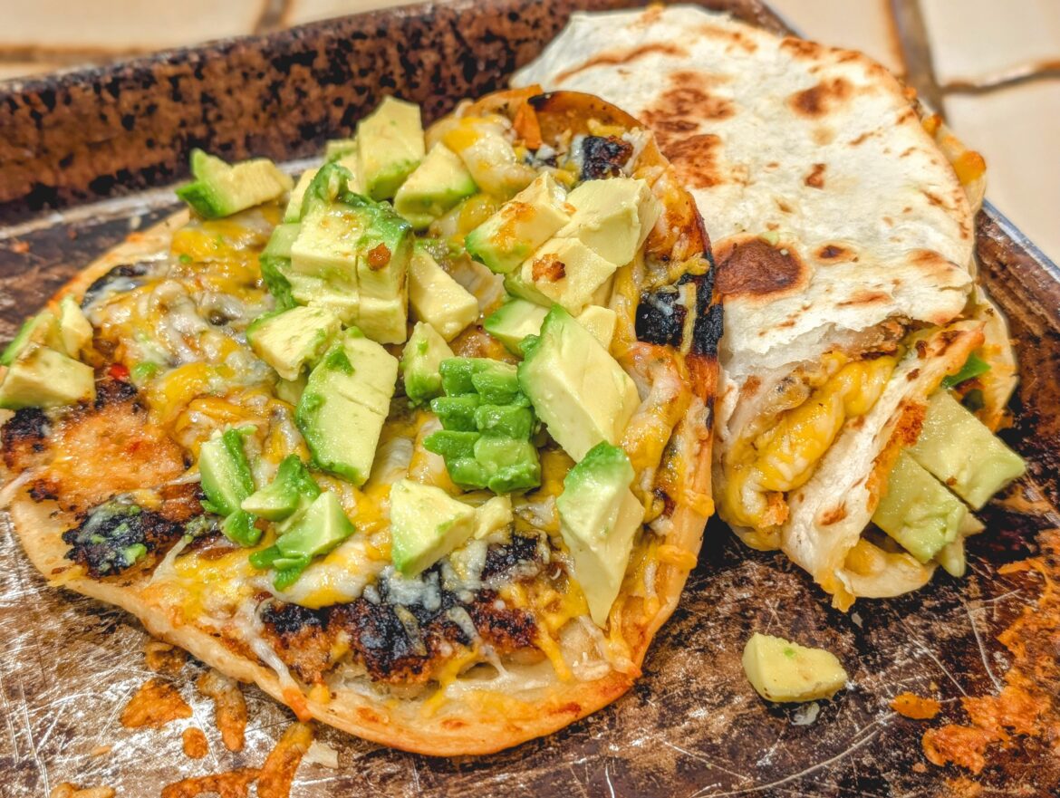 Smashed chicken tacos with avocado and habanero salsa