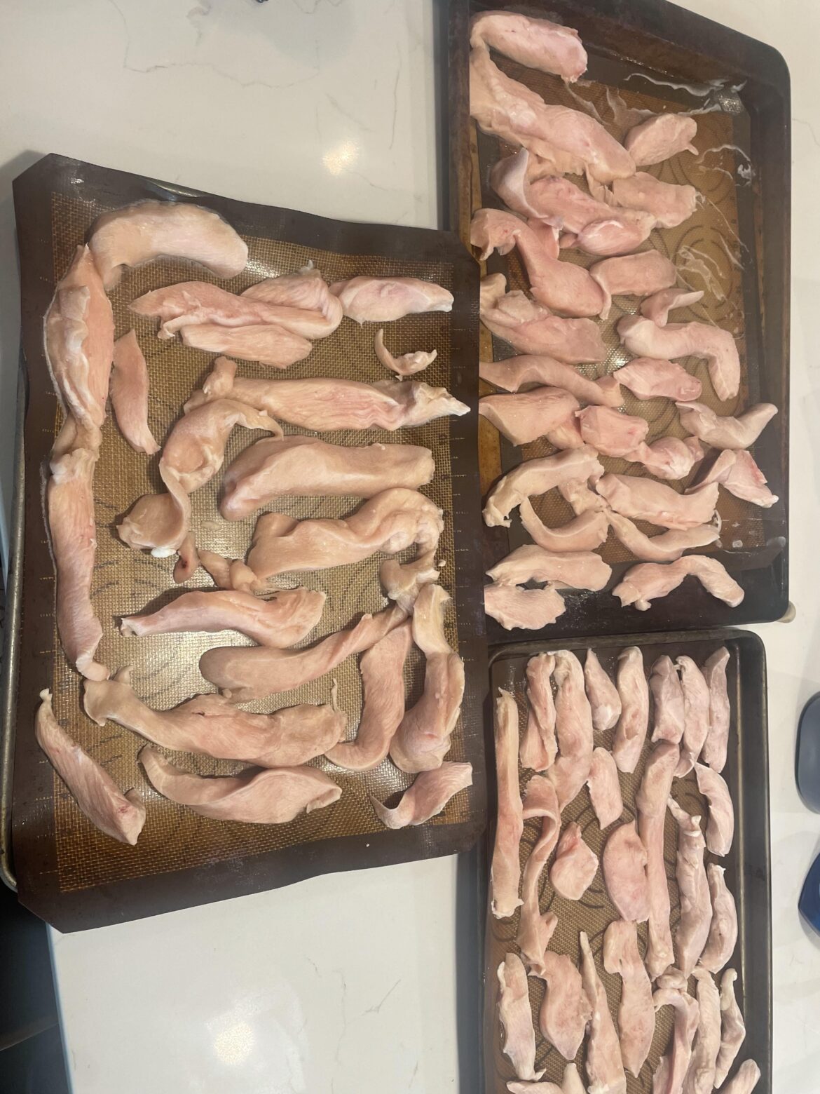 LPT-We buy meat at 50% off the regular price when it’s a day or two it’s best before date. Slice and freeze it on baking sheets for easy access down the road at half the price!