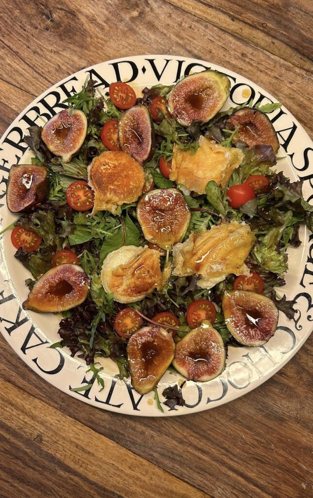 And now for something completely different: chèvre chaud with fried Chavignol and grilled figs.