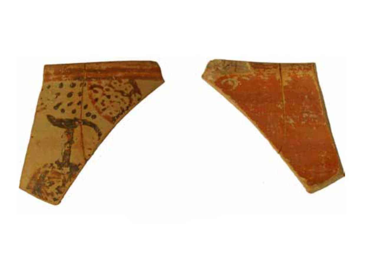Pictorial kylix fragment from Kontopigado—from Bronze Age Greek pottery