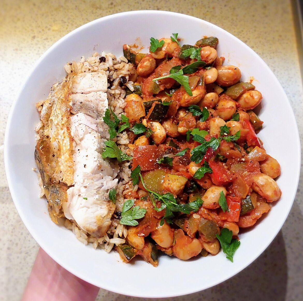 Lunch: Barramundi with pisto