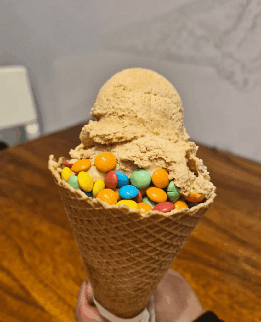 My favorite dessert, dulce de leche ice cream and candied sweets