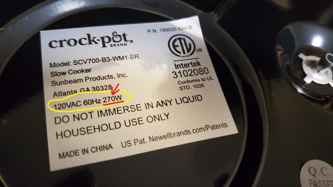 What is the Wattage of your slow cooker?