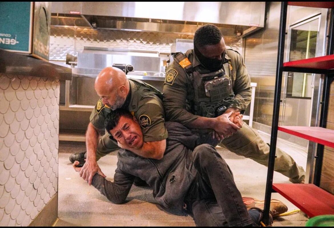 ICE in Charlotte. The guy in the headlock is a restaurant worker. Barbarians.