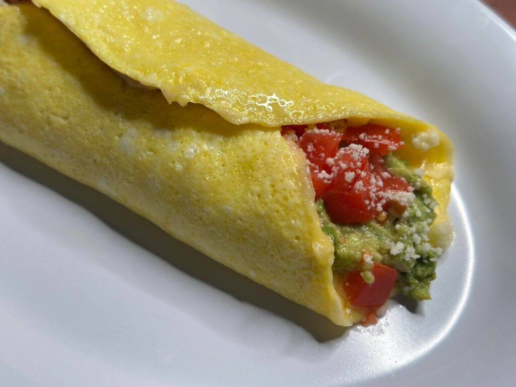 Mortadella and avocado omelette
