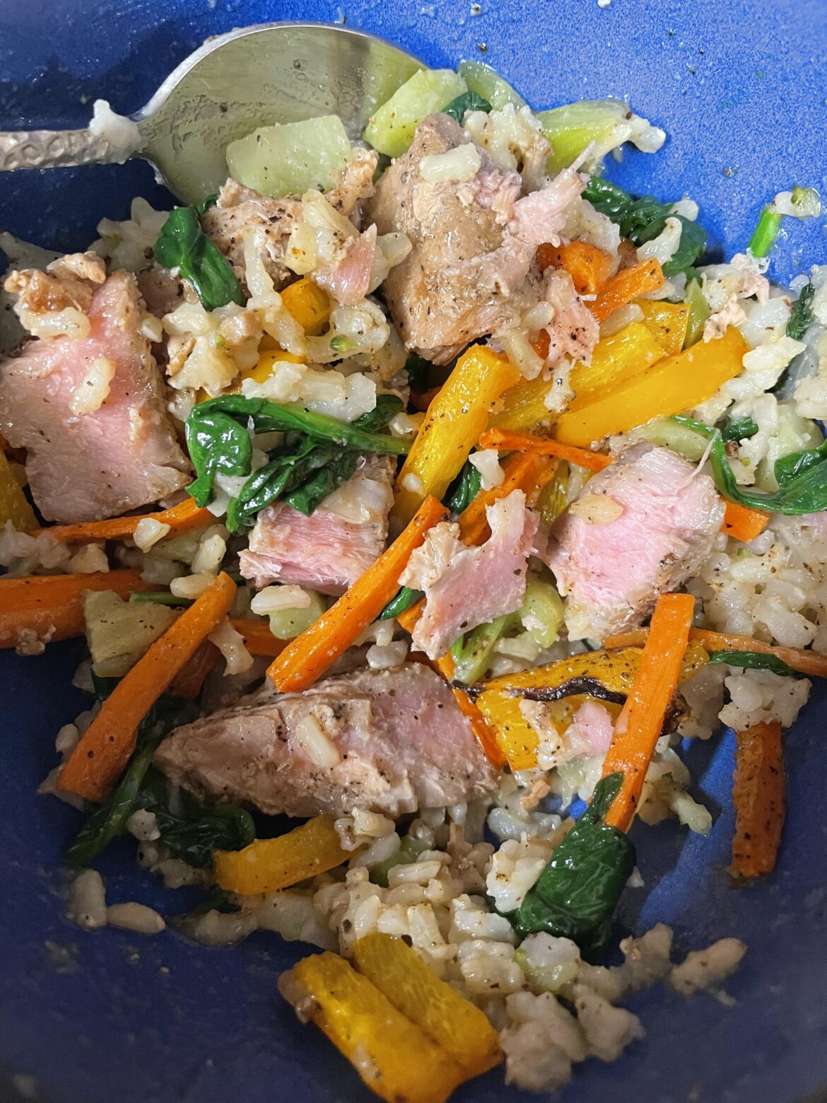 Tuna, rice, and veggies