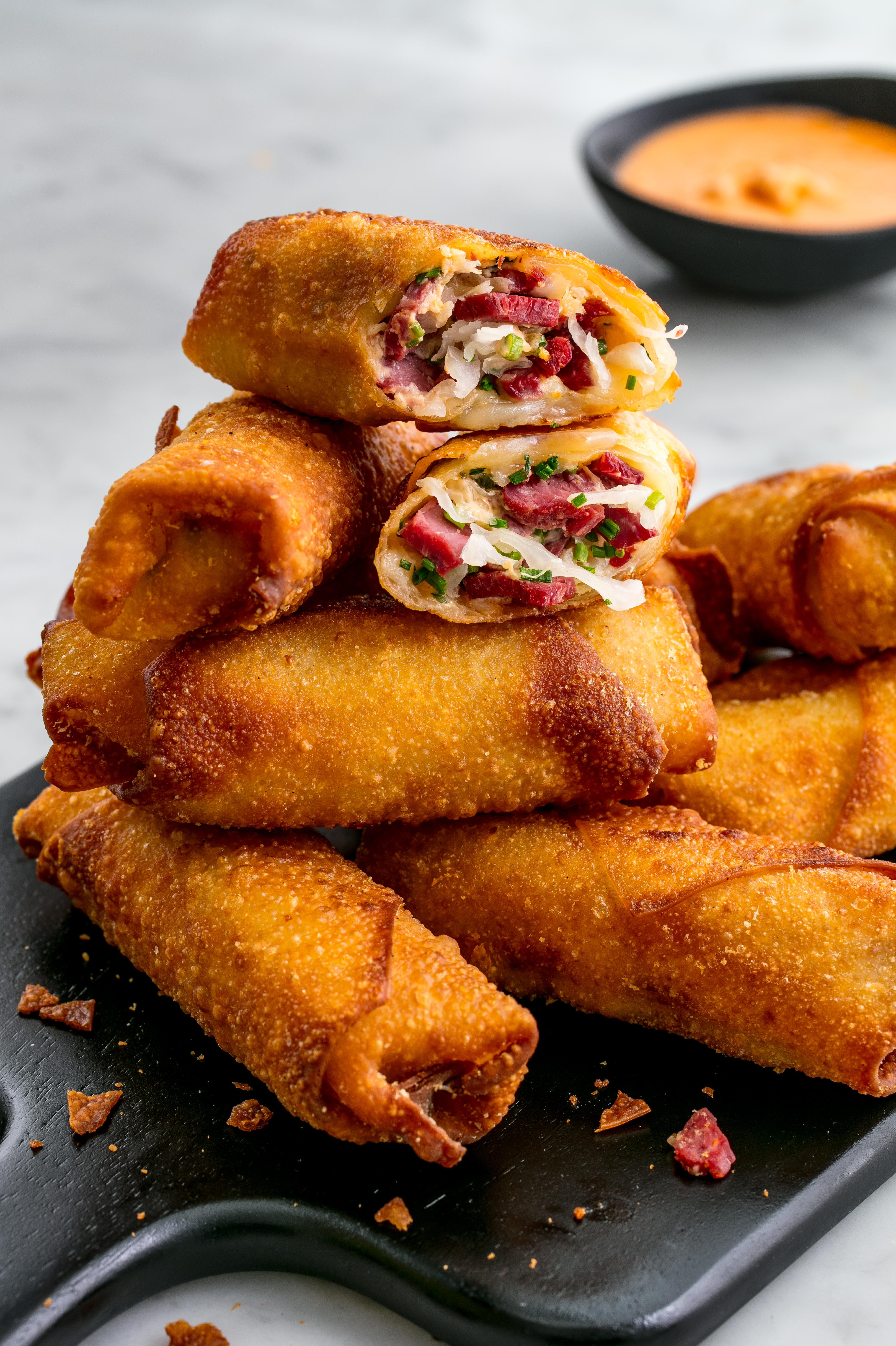 reuben egg rolls