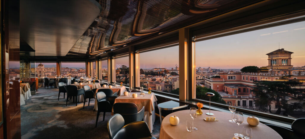 The view at sunset from La Terrazza