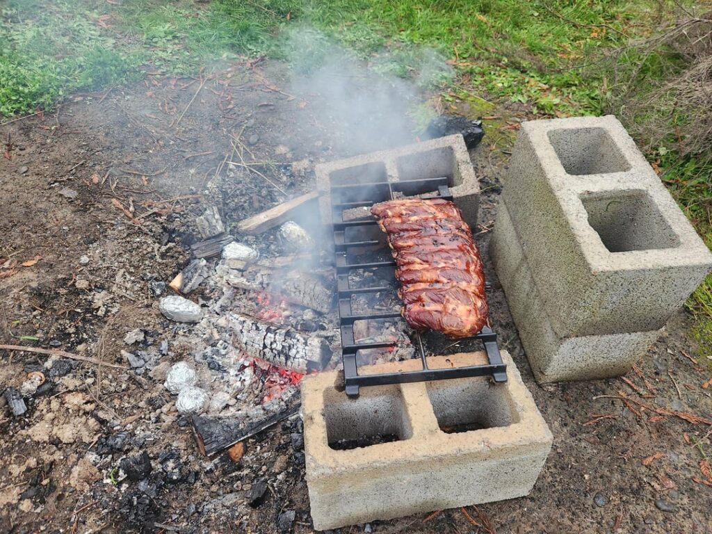 First time cooking ribs over wood