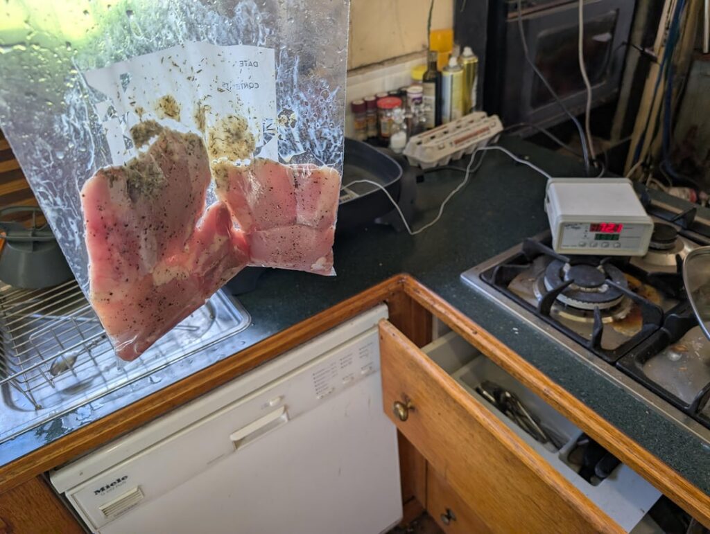 3rd go at sous vide: chicken thighs