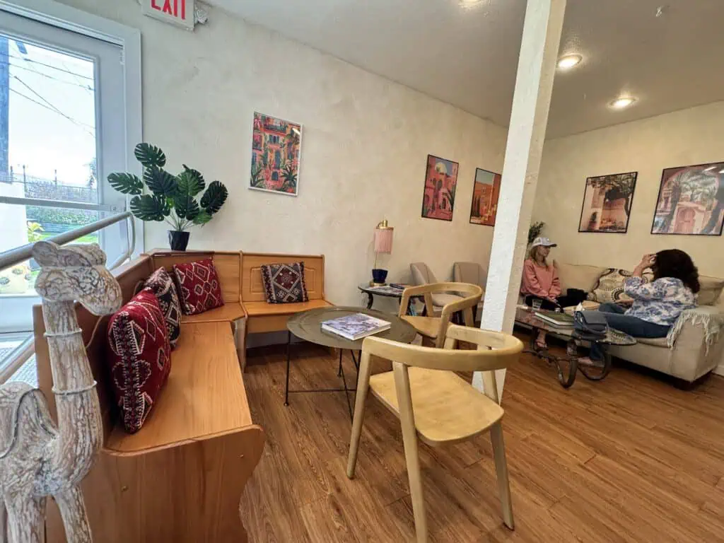 The interior of a cafe and wine bar