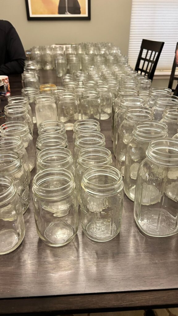 Dear friends said, “Do you need jars?” We said, “Sure!”
