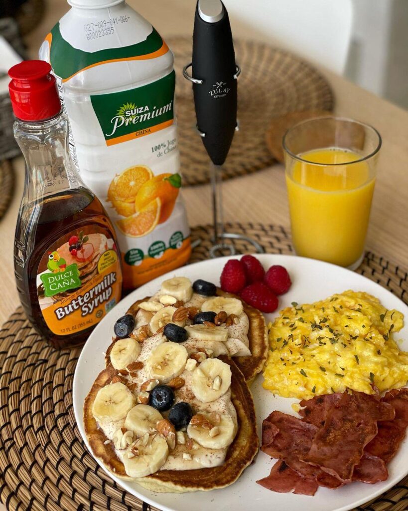 Pancakes, eggs, and bacon!