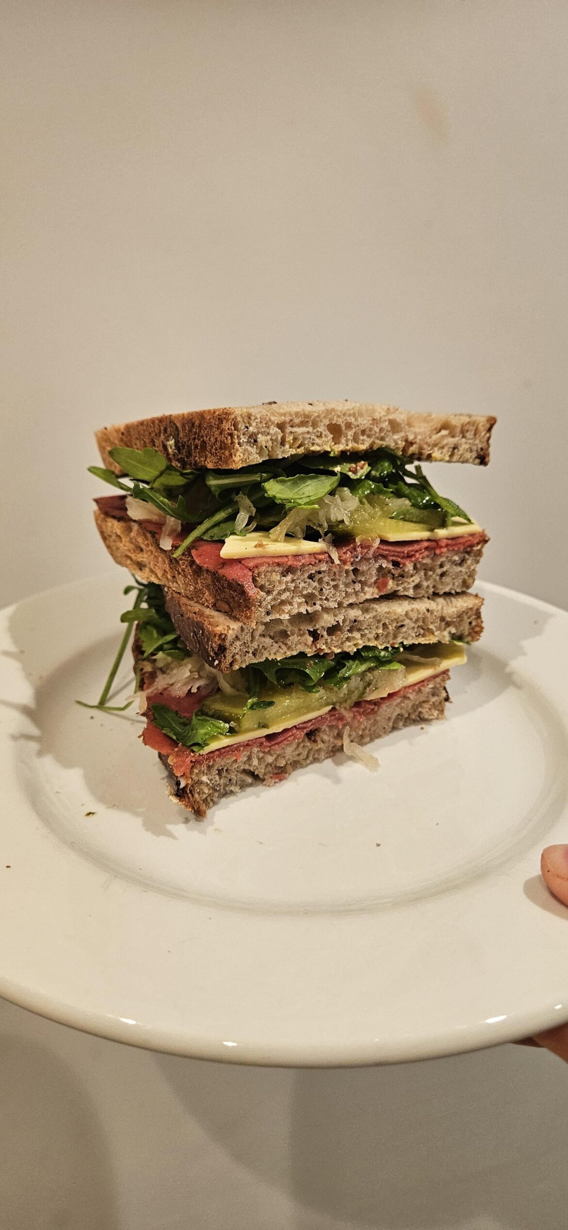 Pastrami on rye sandwich