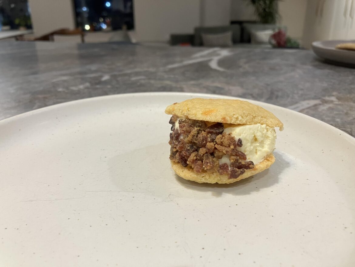 Bacon Egg and Cheese Ice Cream Cookie Sandwich