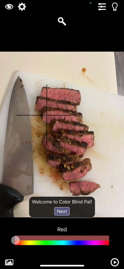 I use my color blind app to check my steak