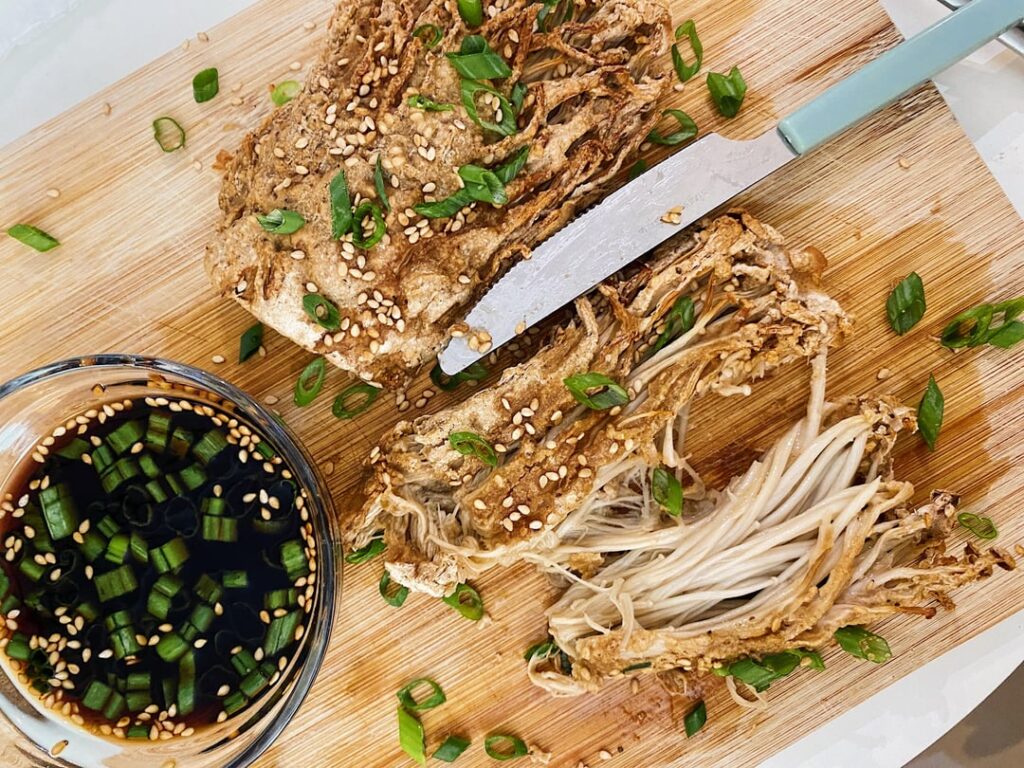 enoki mushrooms + air fryer