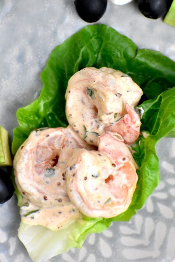 shrimp remoulade served in lettuce cups