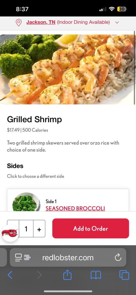 Would it be safe to say grilled shrimp is 190 calories?