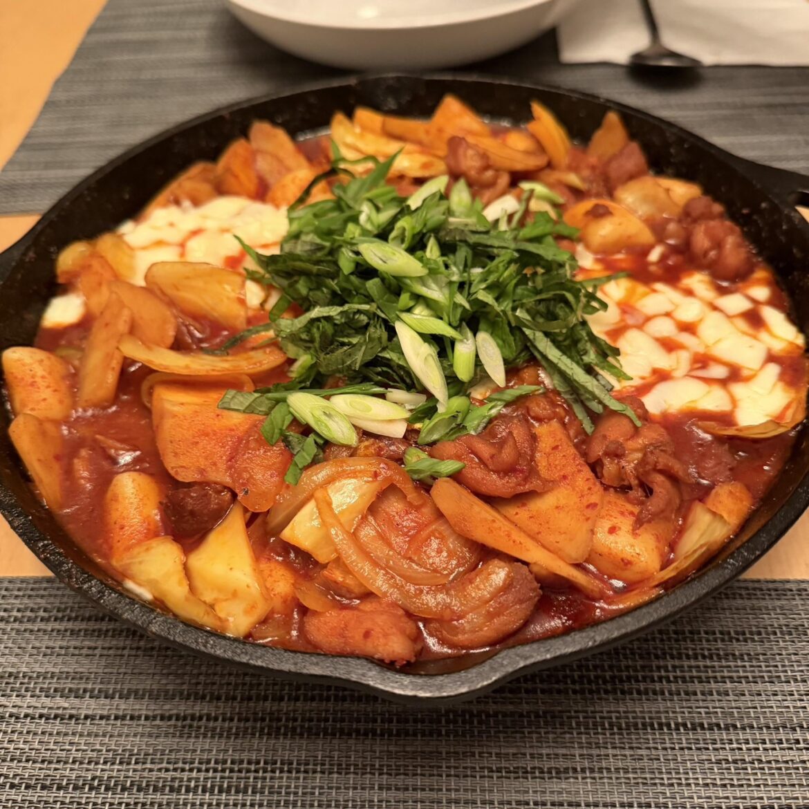 Cheese dakgalbi as the snowstorm starts