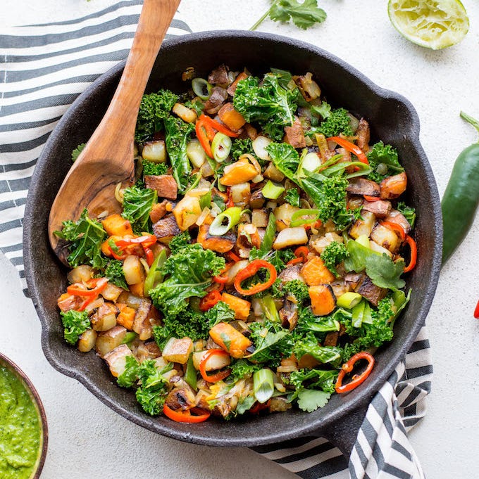 spicy kale potato breakfast hash