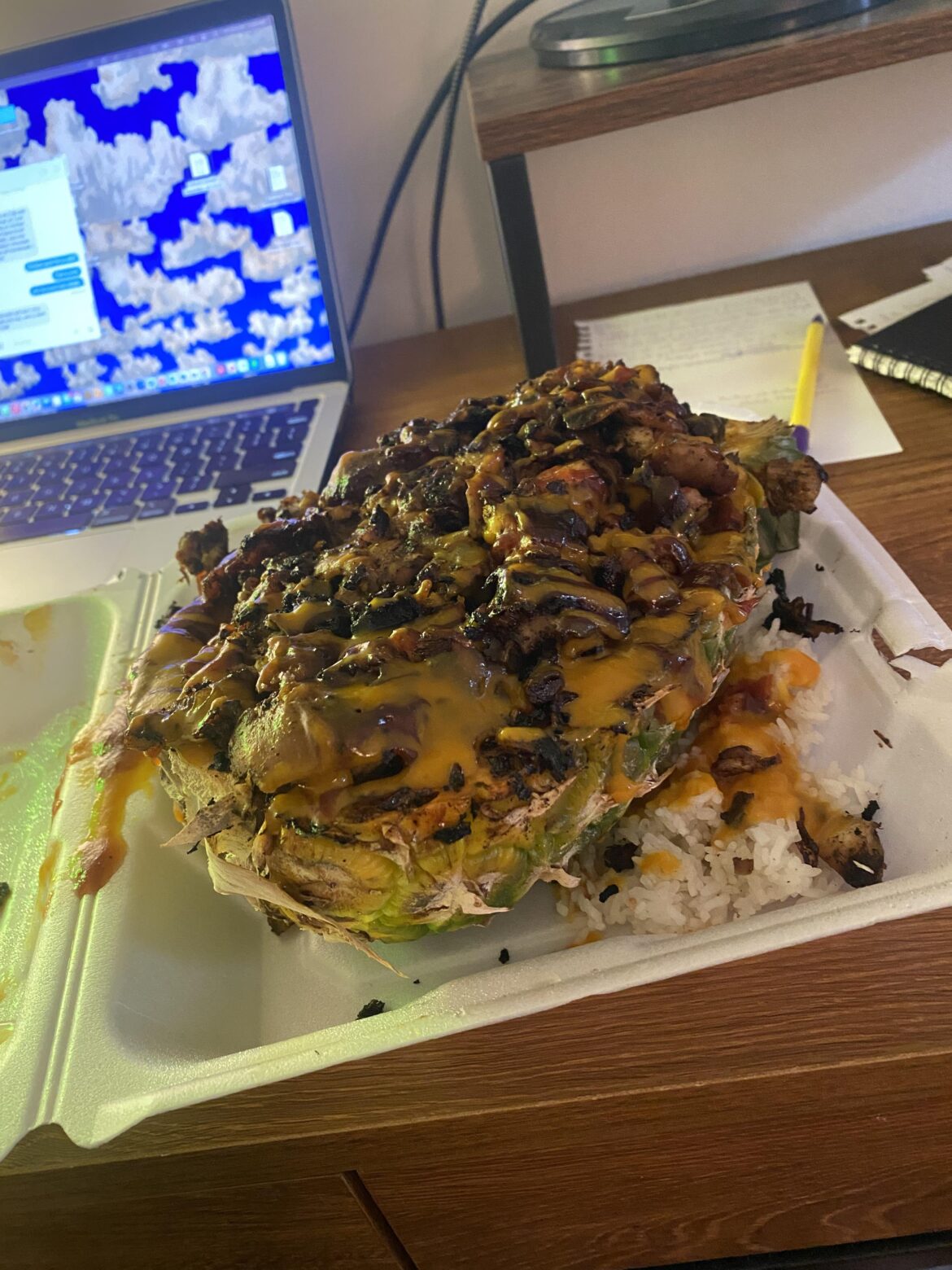 Chicken Jerk stuffed pineapple from TNT Pineapple.