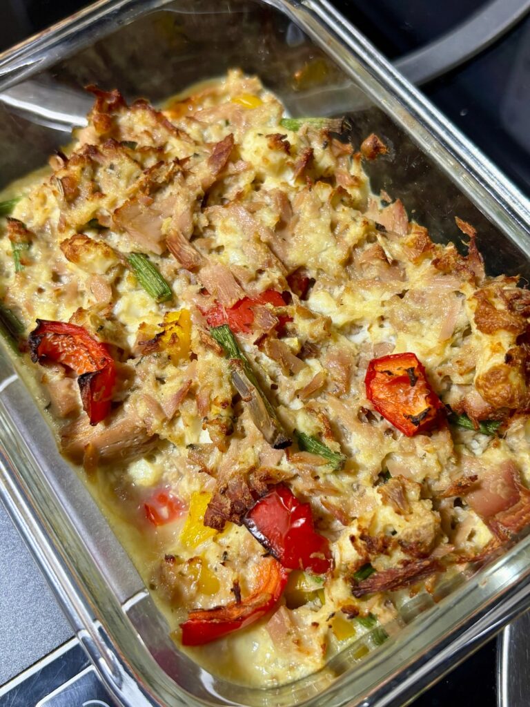 Air Fried Tuna with Egg & Tofu (237kcal, 40g P, 400g worth of food)