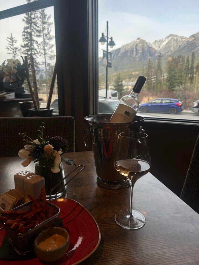 Solo girl dinner in the Rockies
