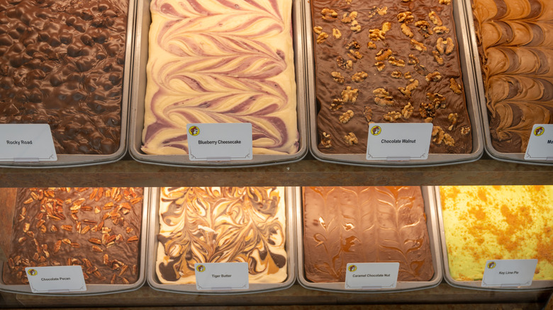 An assortment of fudge on display at Buc-ee's
