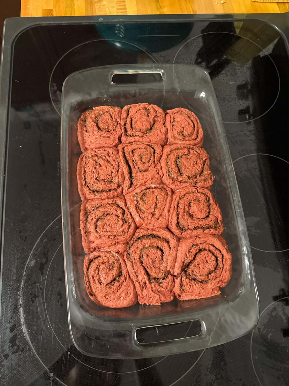 Red velvet cinnamon rolls out of the oven update!