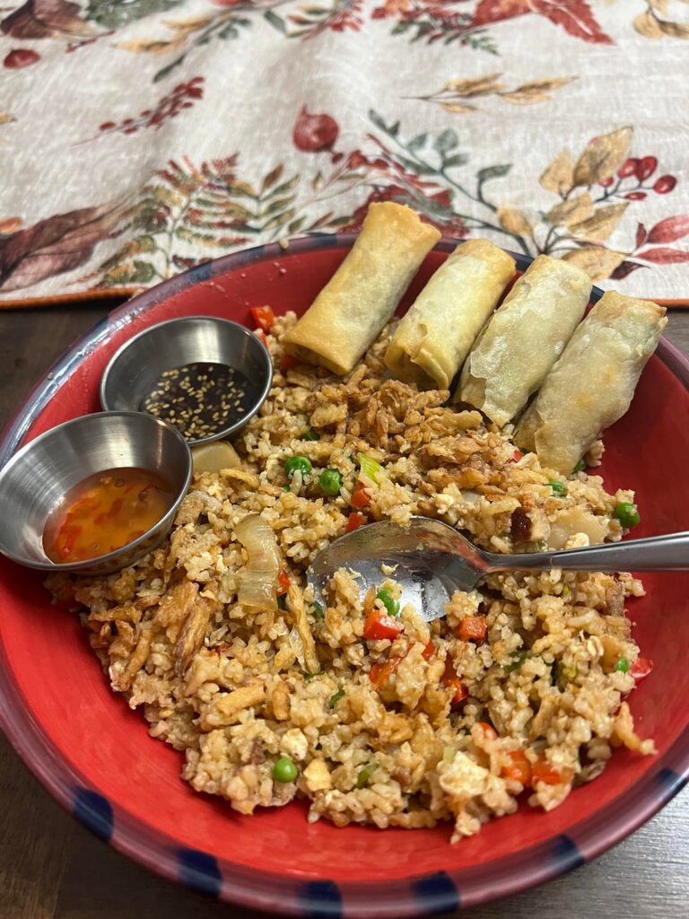 Chicken fried rice & spring rolls - better than take out!!!
