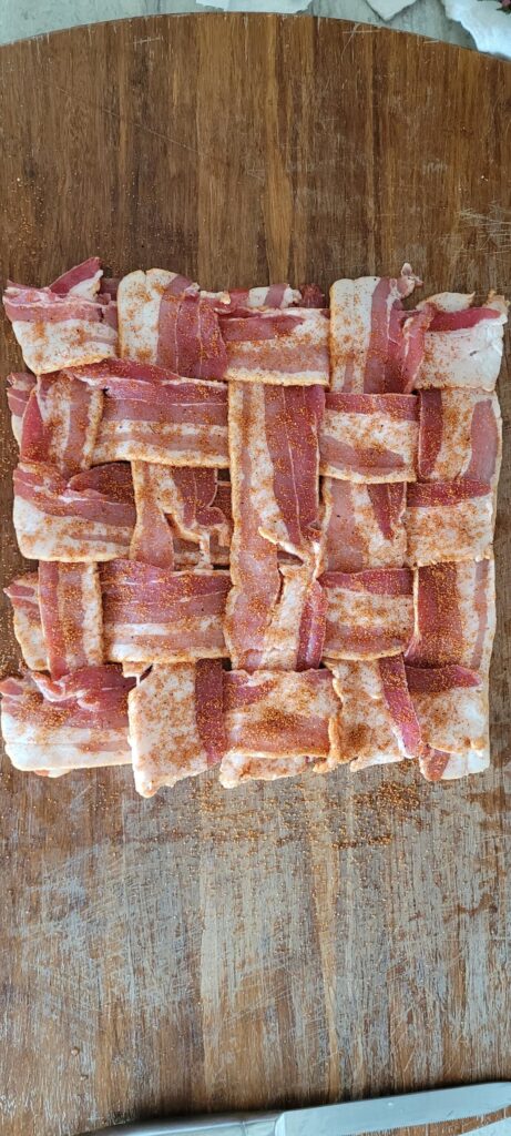 Prepping a “Bacon Explosion” for the smoker Prepping a "Bacon Explosion" for the smoker