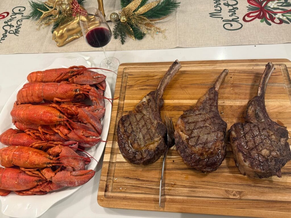 Steak and lobster.